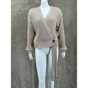 Alp N Rock ANR+ Sweater Womens XL Tan Mallory Cardigan Knit Wrap Side Tie Cozy